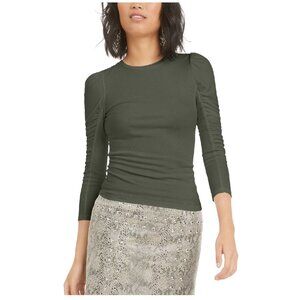 Bar III Ruched Puffed-Shoulder 3/4 T-Shirt